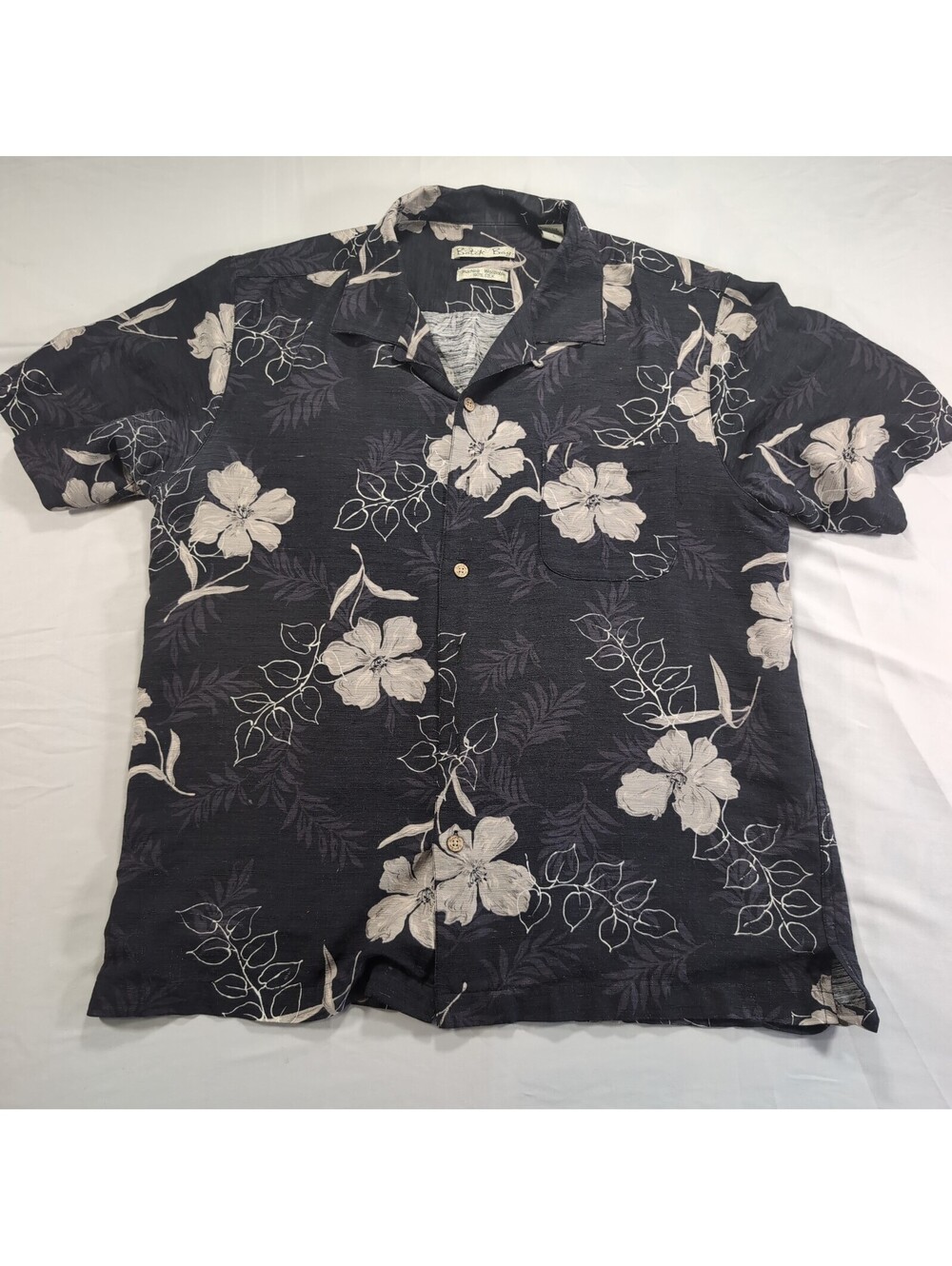 Batik Bay Black Floral Silk Hawaiian Shirt